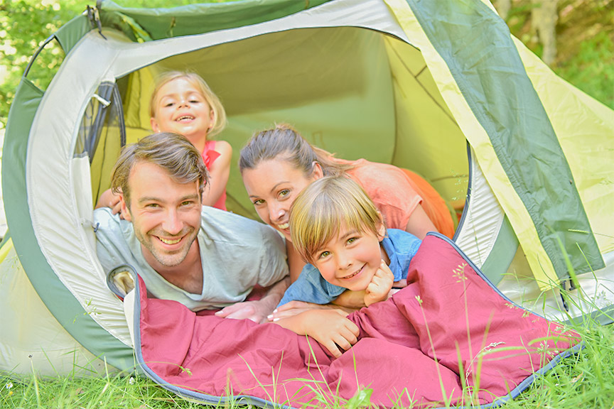 family camping with activities in the drome